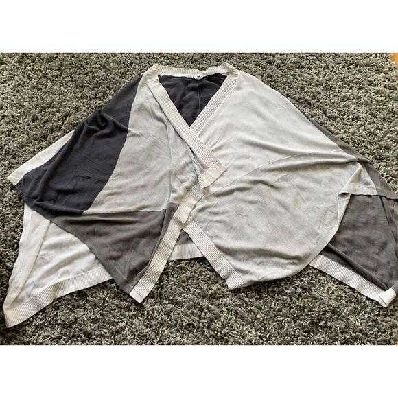 30 LULULEMON HATHA WRAP knit SHAWL SWEATER O/S gray white silk blend O/S - Picture 4 of 6
